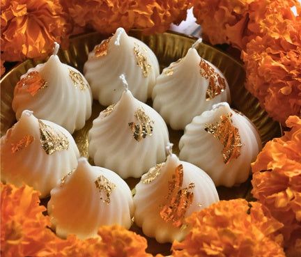 Modak Candle – Handcrafted Festive Sweet-Inspired Candle (Set of 4,6,8)