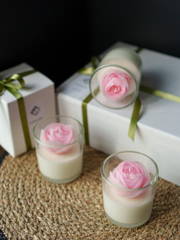 Short Glass Rose Candle – Handcrafted Floral Candle in Glass