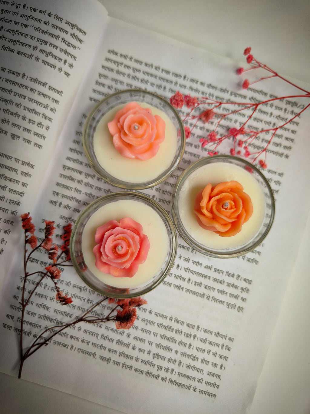 Glass Bowl Rose Candle – Handcrafted Floral Elegance in a Bowl (Pack of 3,6,9)