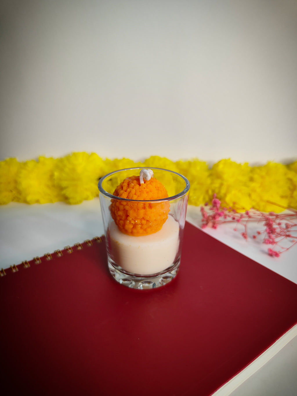 Shot Glass Laddu Candle – Handcrafted Festive Sweet-Inspired Candle
