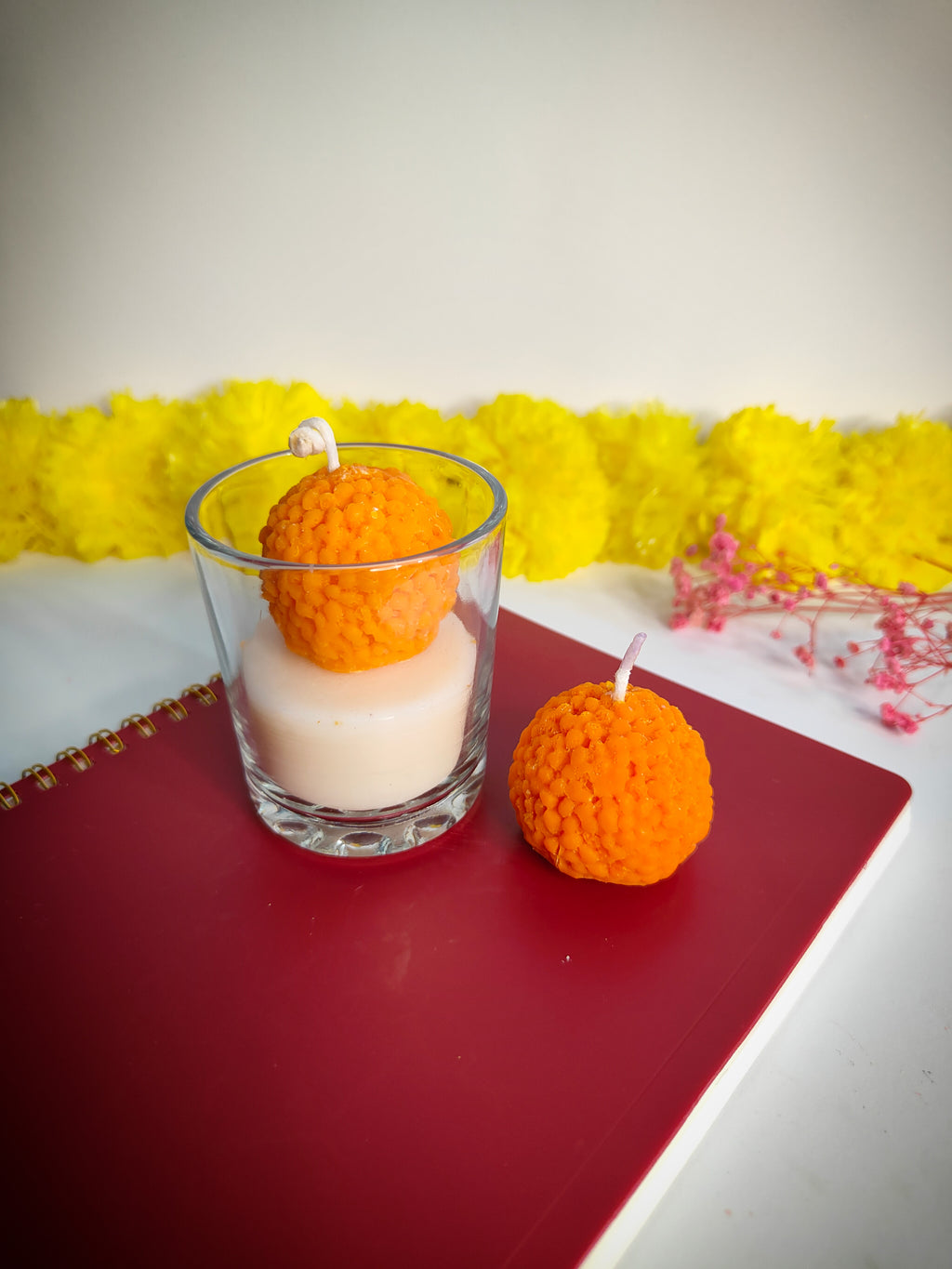 Shot Glass Laddu Candle – Handcrafted Festive Sweet-Inspired Candle