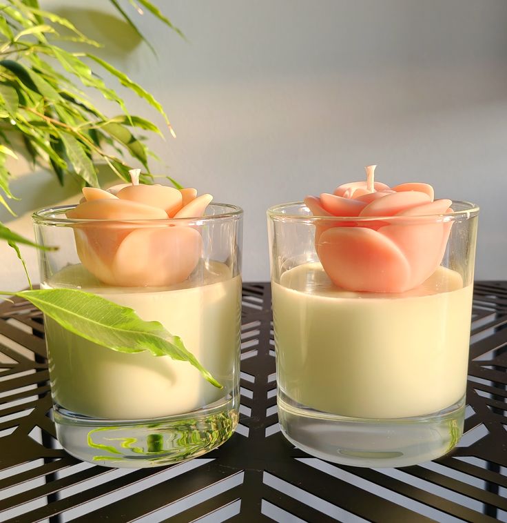 Short Glass Rose Candle – Handcrafted Floral Candle in Glass